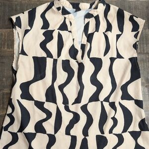 SHEIN Blue and White Sleeveless Boxy Blouse